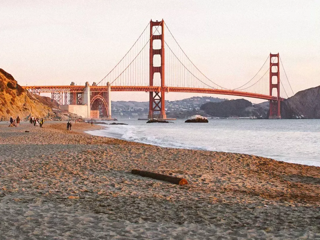 San Francisco's Baker Beach is pictured with the Golden Gate Bridge in the background